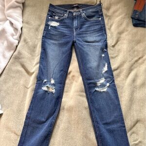 Hudson Jeans Dark Blue Distressed Skinny Jeans